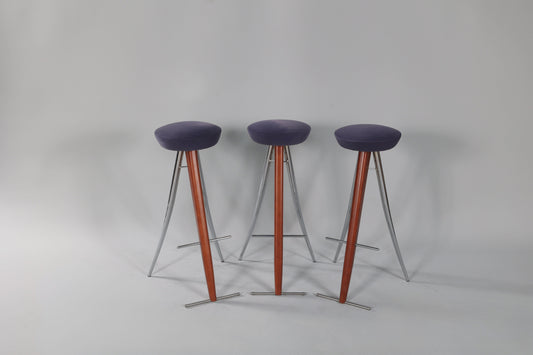 3PC Modernist Bar Stools - Vintage