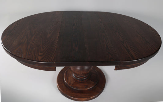 Flamed Oak Pedestal Dining Table (Expandable)