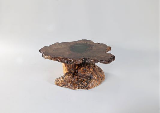 Spalted Sugar Maple Crosscut with Epoxy Pool on Burl Stump Base