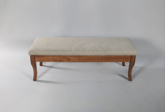 Tiger Maple Upholstered Bench