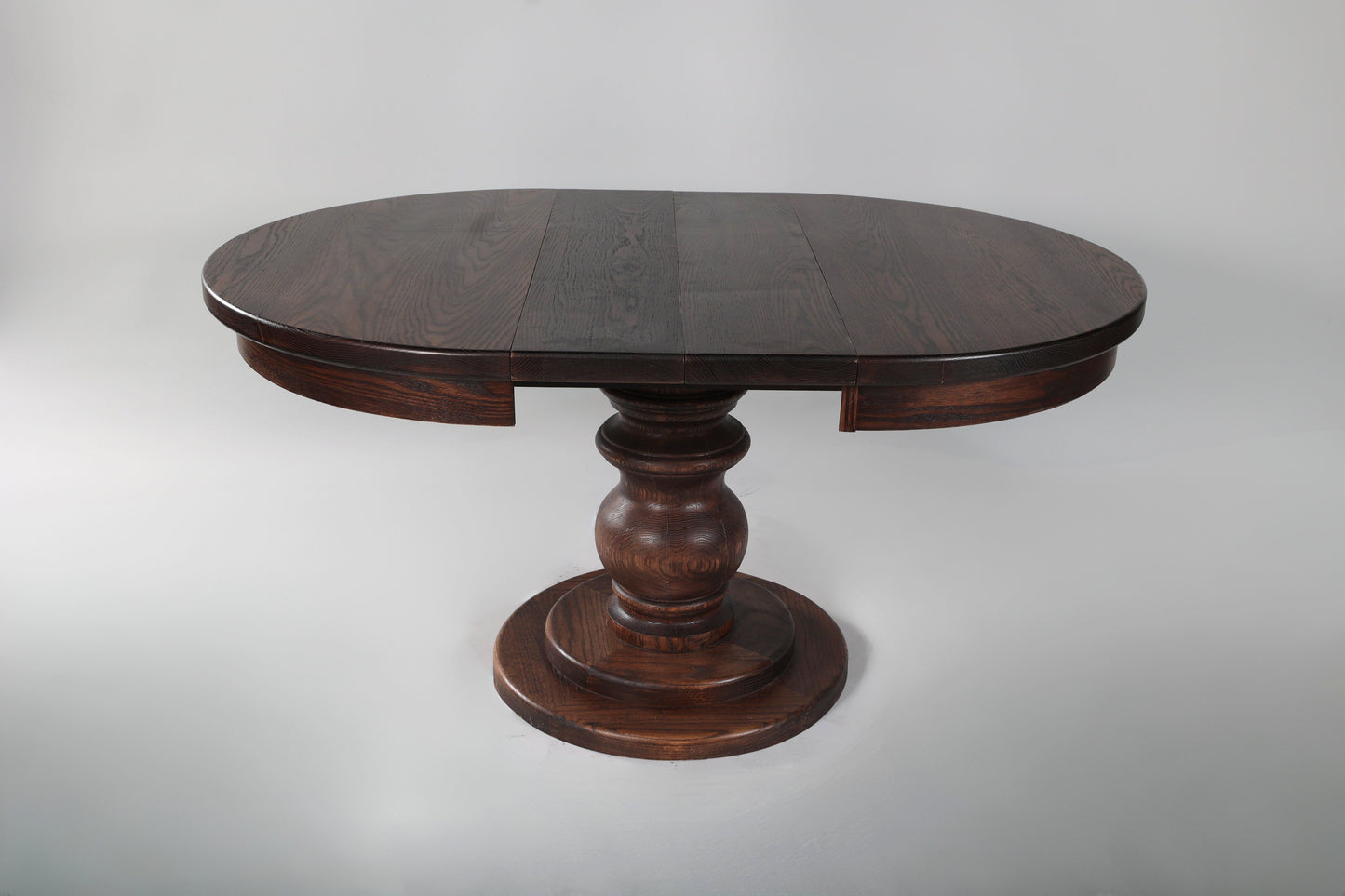 Flamed Oak Pedestal Dining Table (Expandable)