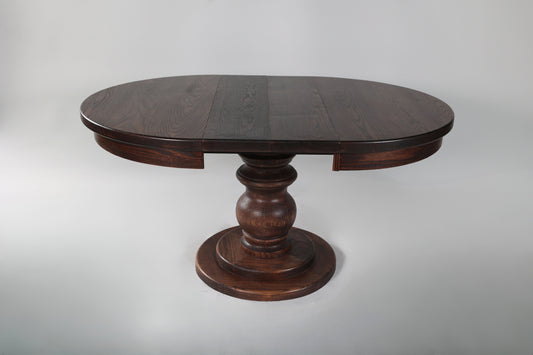 Flamed Oak Pedestal Dining Table (Expandable)