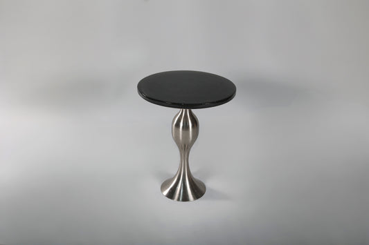 Round Epoxy Side Table with Vintage Chrome Base
