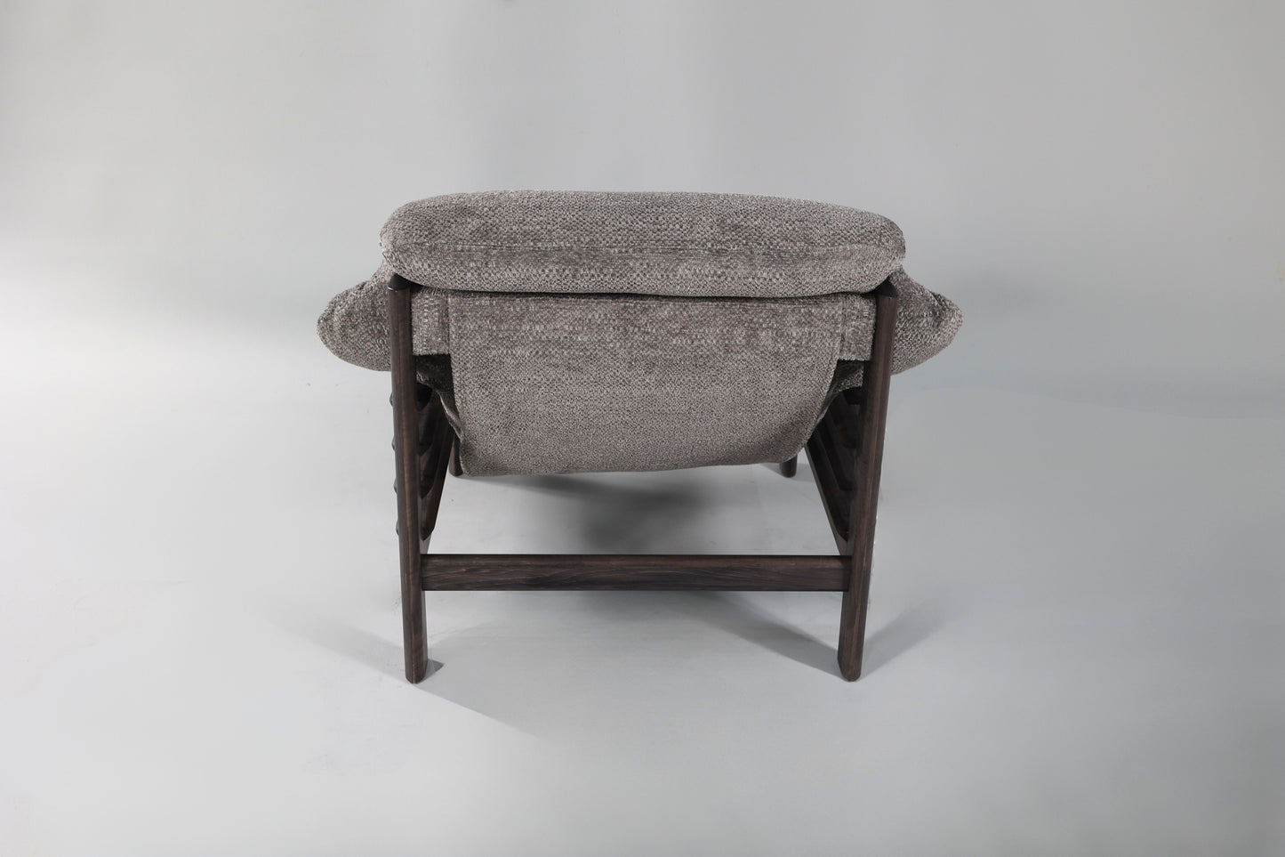 Chair & Ottoman – Taye with Tiger Maple Arms (Grey)