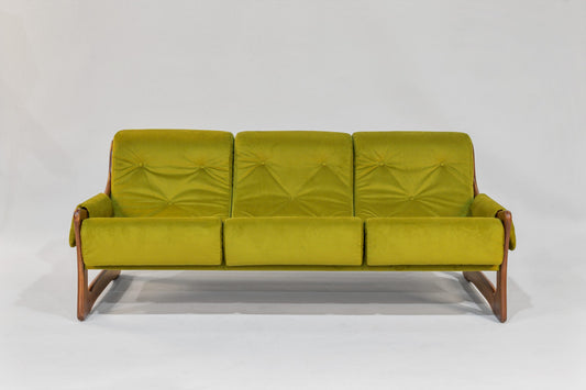 Sofa – Chronicle Cypress with Choice Hardwood Arms (Walnut Stain)