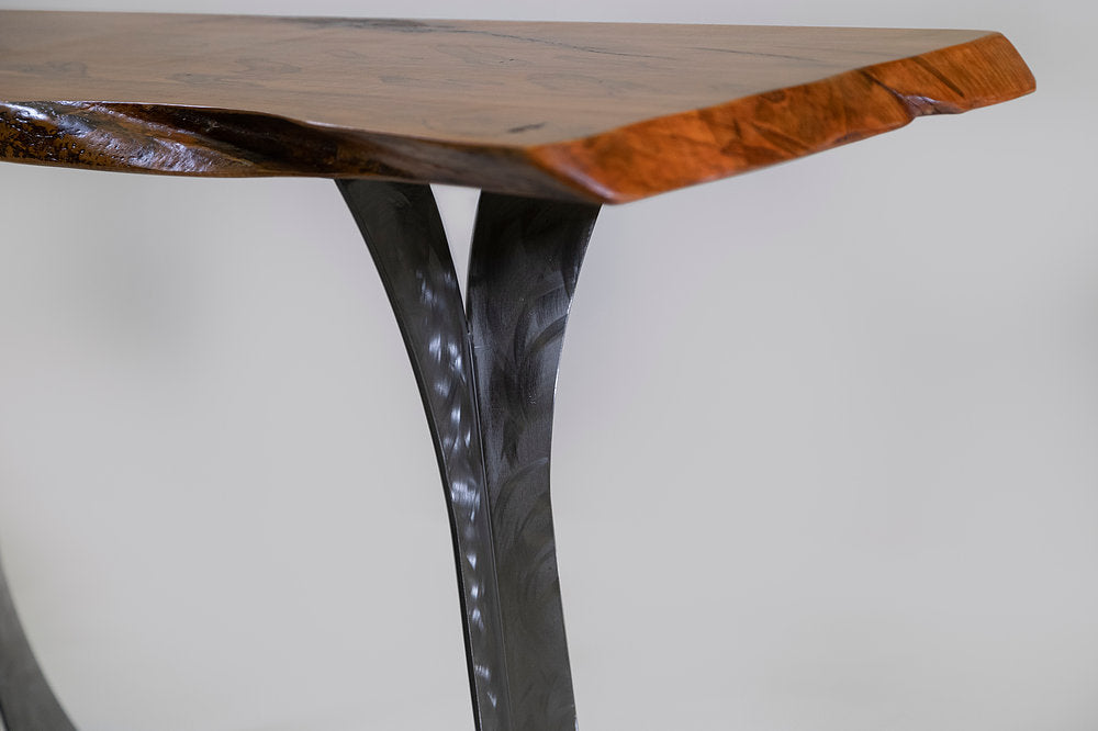 Split Leg Sofa Table (Honey with silver legs)