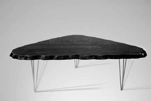 Wavy Tiger Maple Racetrack Table with Hairpin Legs