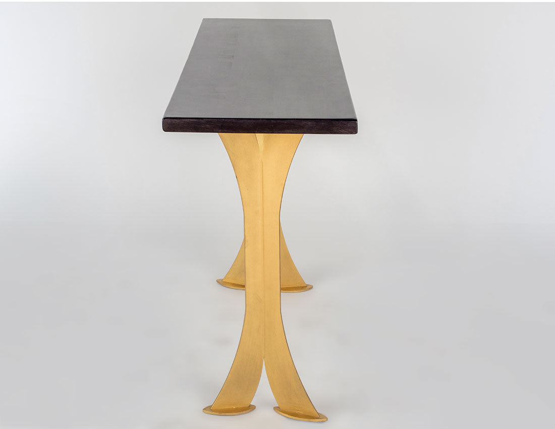 Split Leg Sofa Table (Black with gold legs)