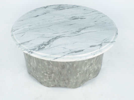 Round Marble Table with Wave Base