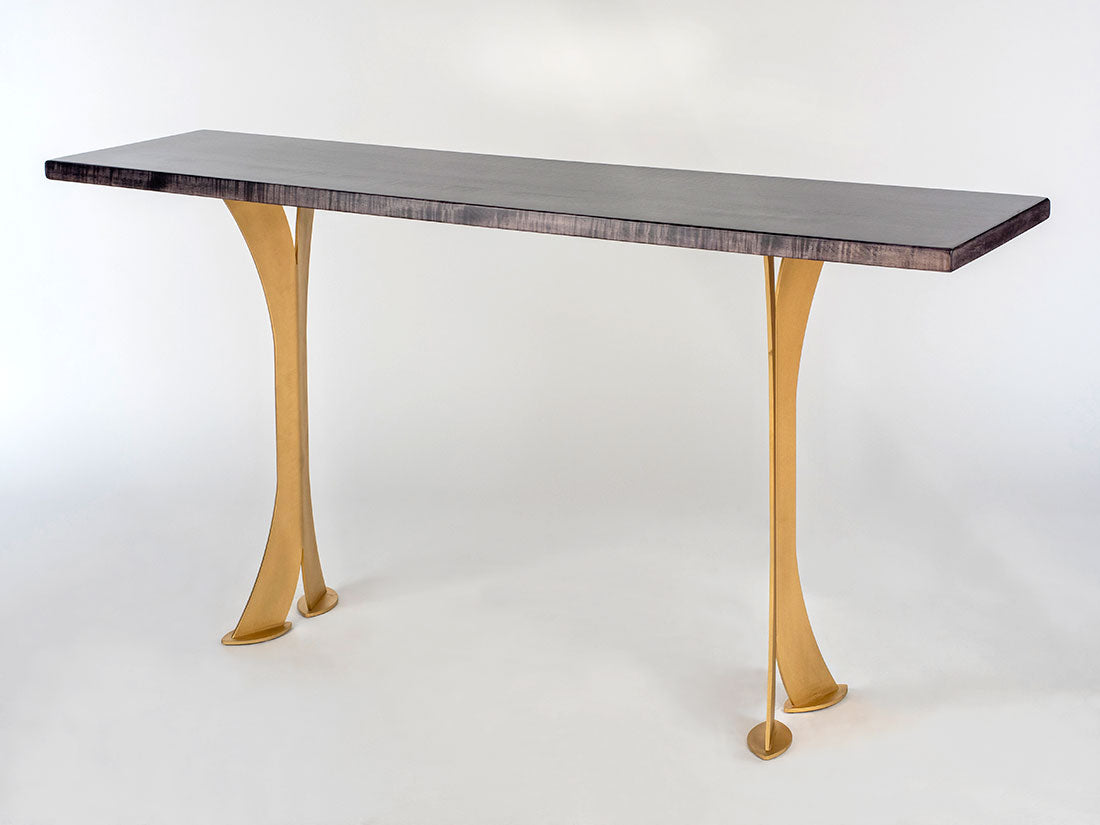 Split Leg Sofa Table (Black with gold legs)