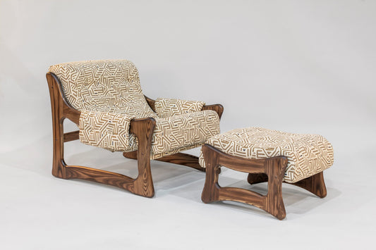 Chair & Ottoman – Tresori with Flamed Ash Arms (Wenge)