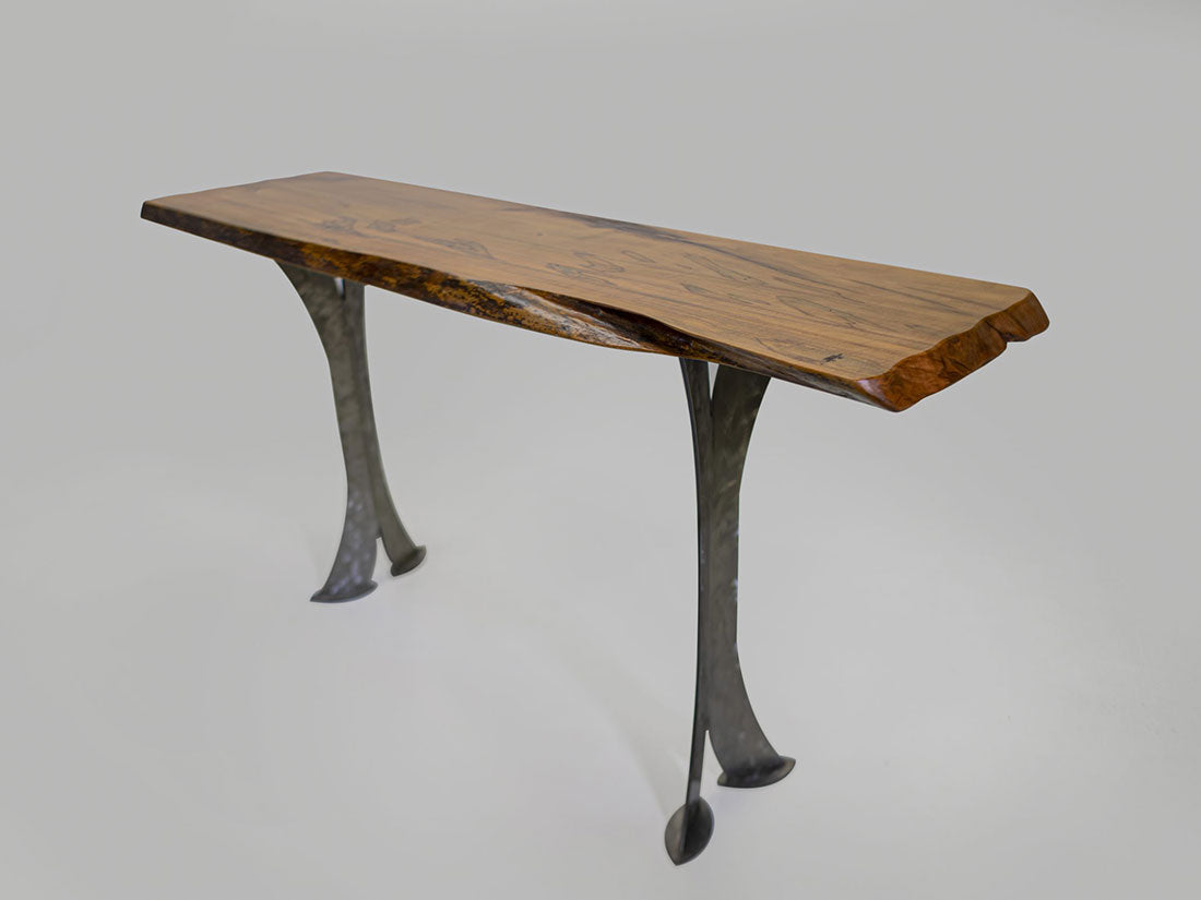 Split Leg Sofa Table (Honey with silver legs)