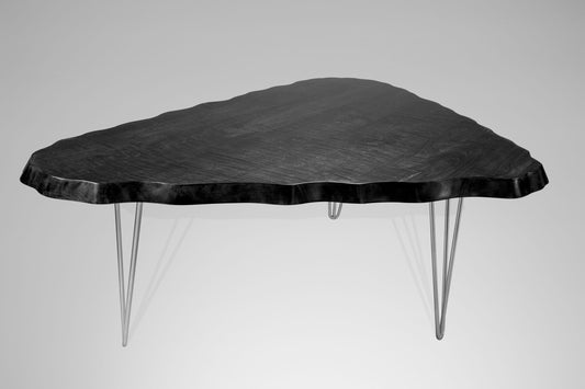 Wavy Tiger Maple Racetrack Table with Hairpin Legs