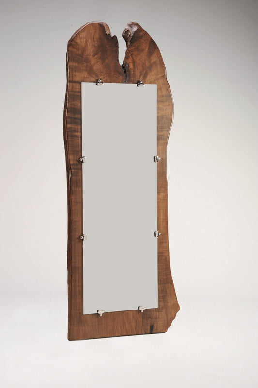 Norway Maple Live Edge Mirror – Wenge Dye – Brass Tag 121