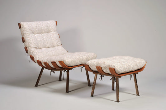 Spine Chair and Ottoman – Hopper Natural Fabric