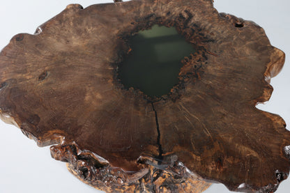 Spalted Sugar Maple Crosscut with Epoxy Pool on Burl Stump Base