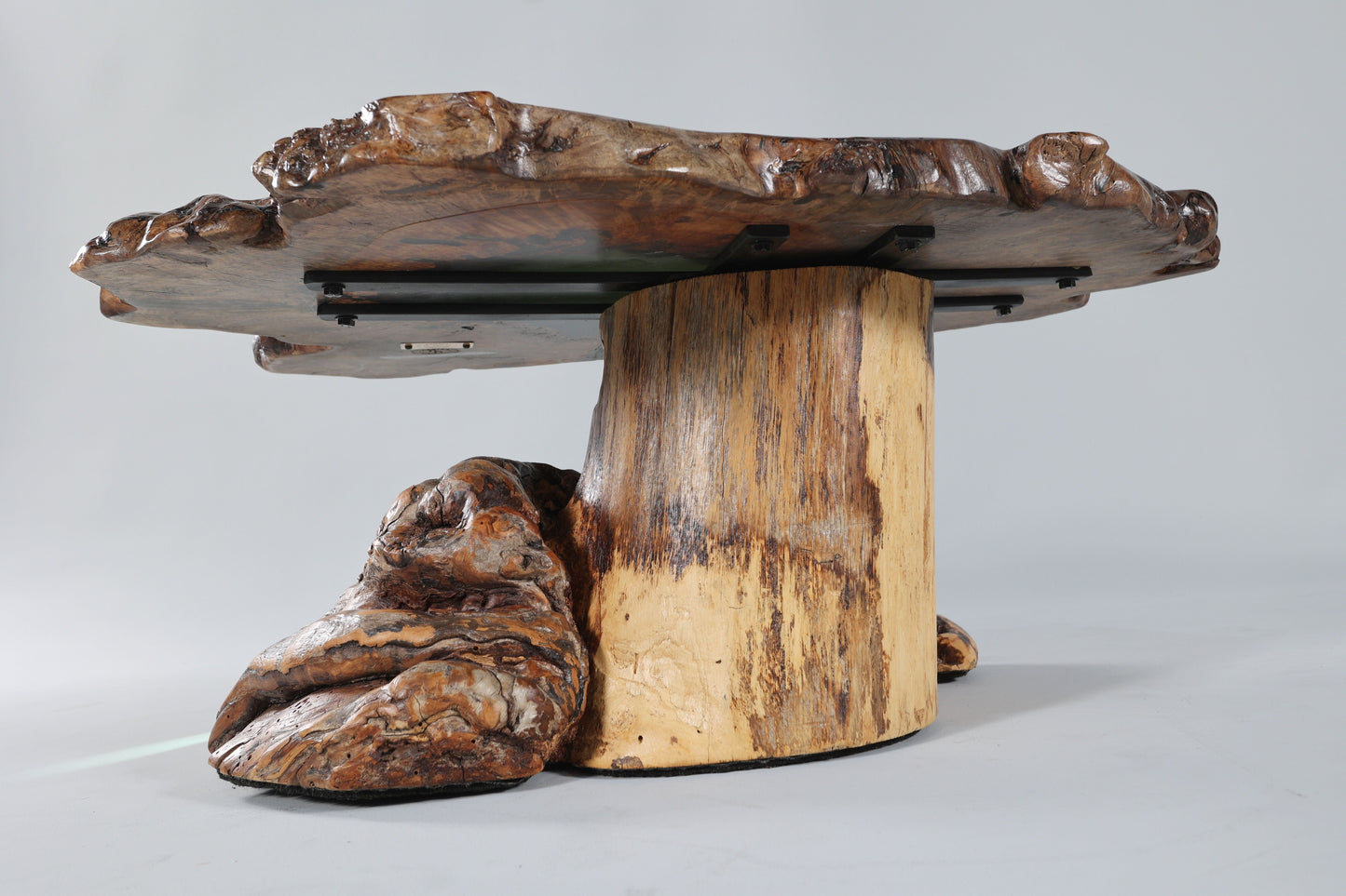 Spalted Sugar Maple Crosscut with Epoxy Pool on Burl Stump Base