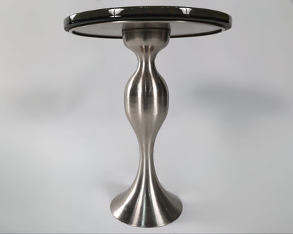 Round Epoxy Side Table with Vintage Chrome Base