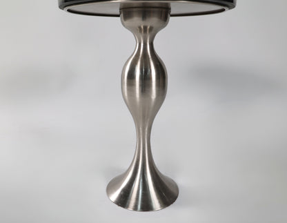 Round Epoxy Side Table with Vintage Chrome Base