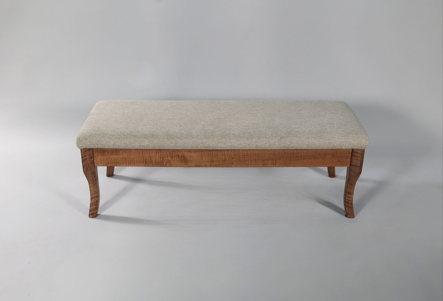 Tiger Maple Upholstered Bench