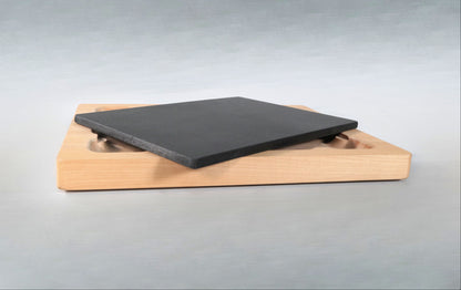 Wooden Cutting butcher block with a food grade plastic cutting board insert on a white background