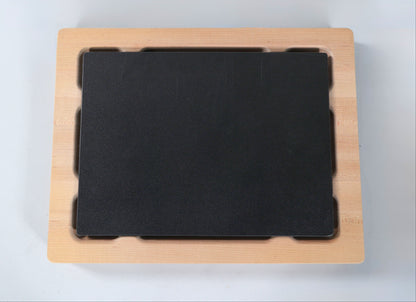 Wooden Cutting butcher block with a food grade plastic cutting board insert on a white background