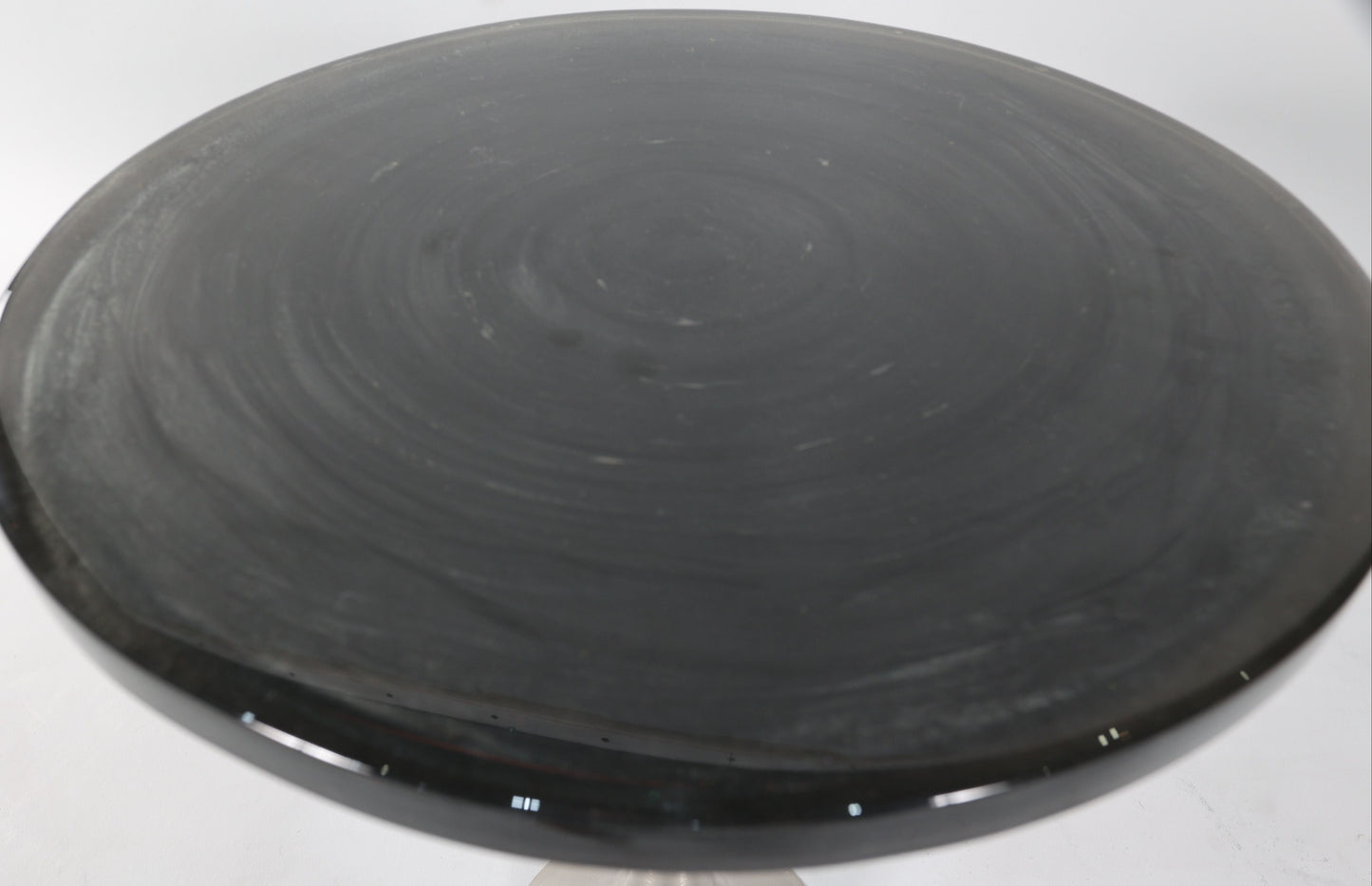 Round Epoxy Side Table with Vintage Chrome Base