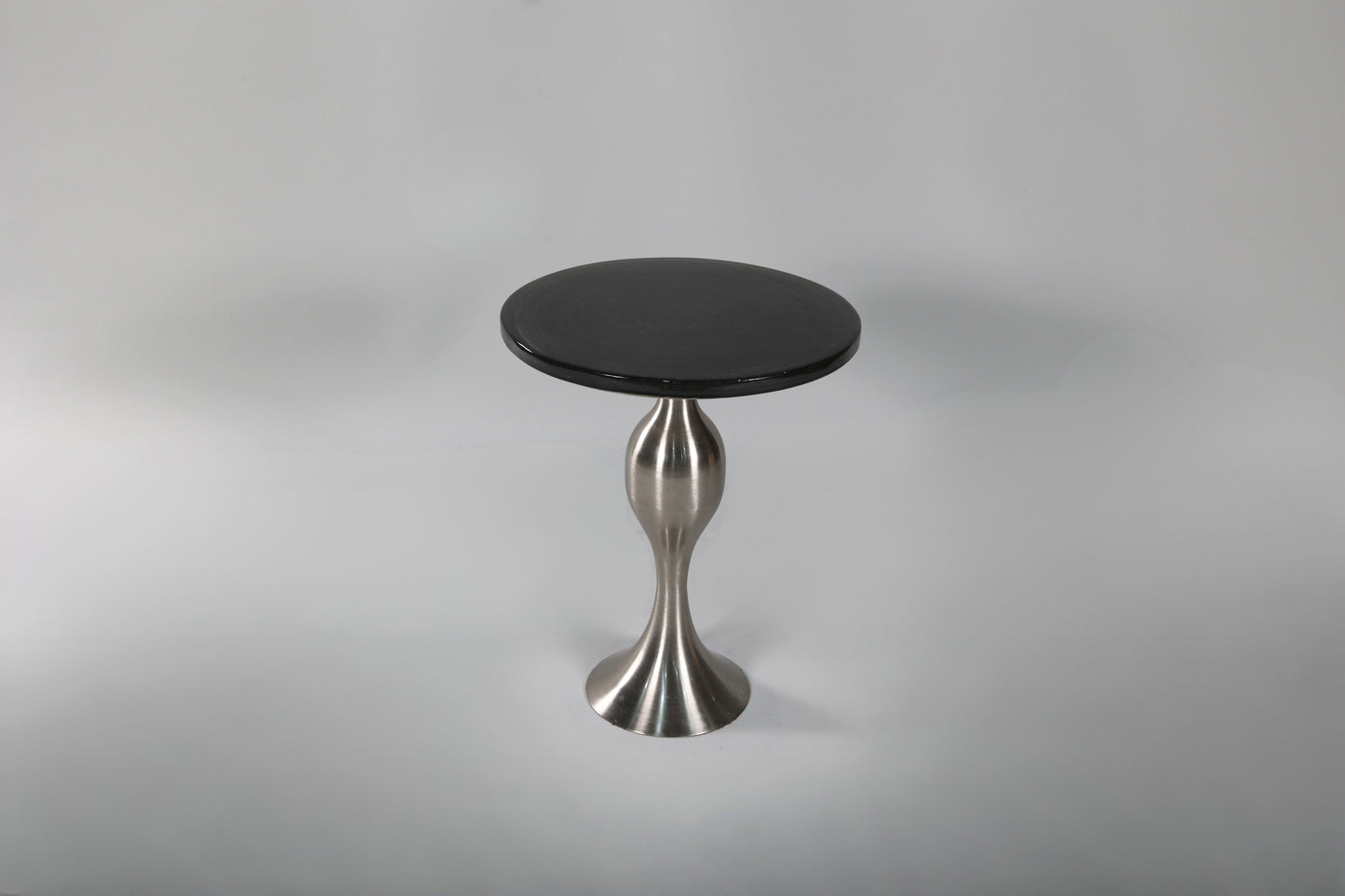 Round Epoxy Side Table with Vintage Chrome Base