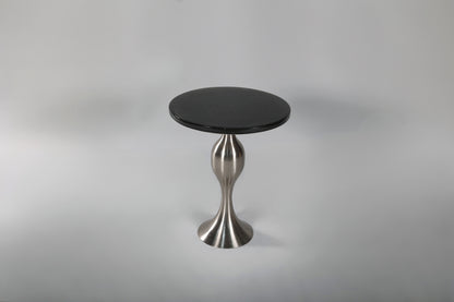 Round Epoxy Side Table with Vintage Chrome Base