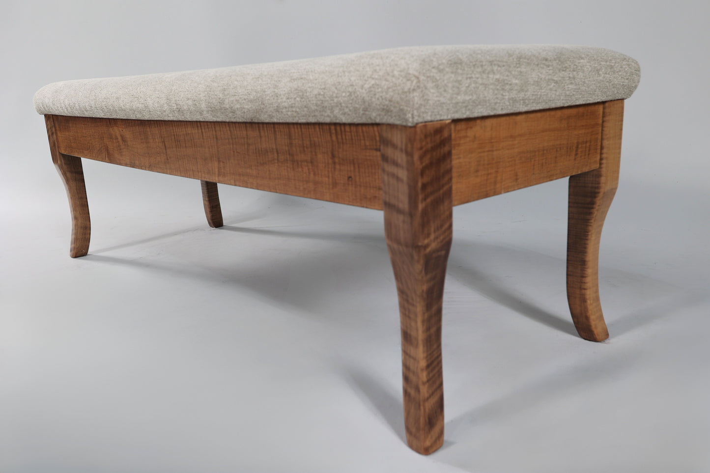 Tiger Maple Upholstered Bench