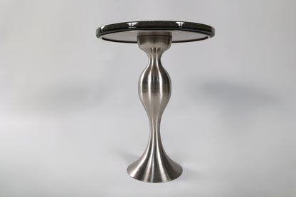 Round Epoxy Side Table with Vintage Chrome Base