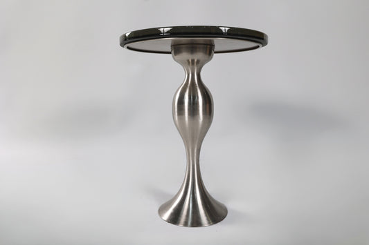 Round Epoxy Side Table with Vintage Chrome Base